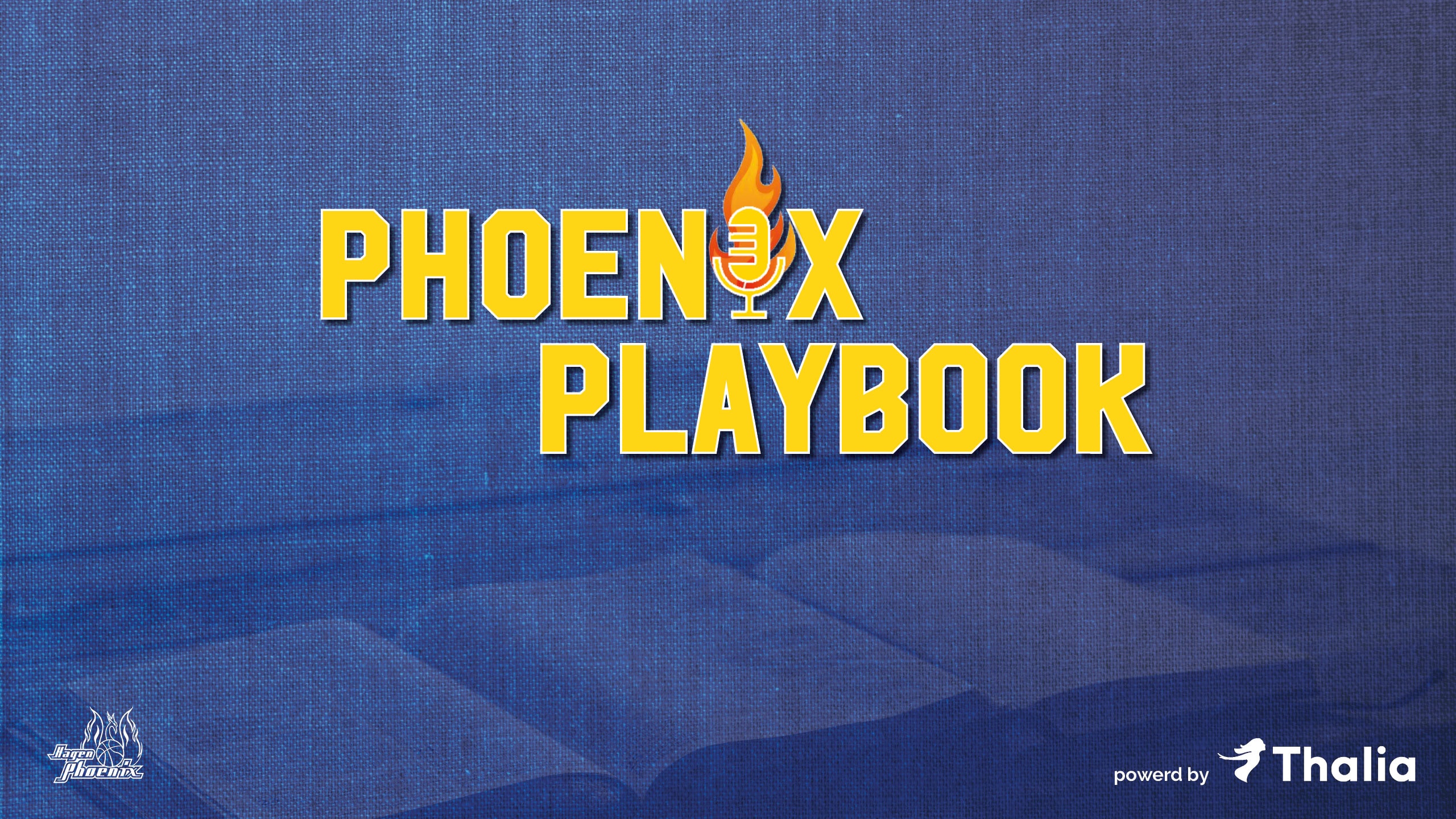 Textbild mit "Phoenix Playbook" in gelber Schrift, blauem Hintergrund, Flammenmotiv.